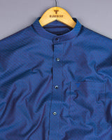 Blue With Purple Shadow Jacquard Textured Cotton Shirt