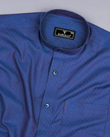 Blue With Purple Shadow Jacquard Textured Cotton Shirt