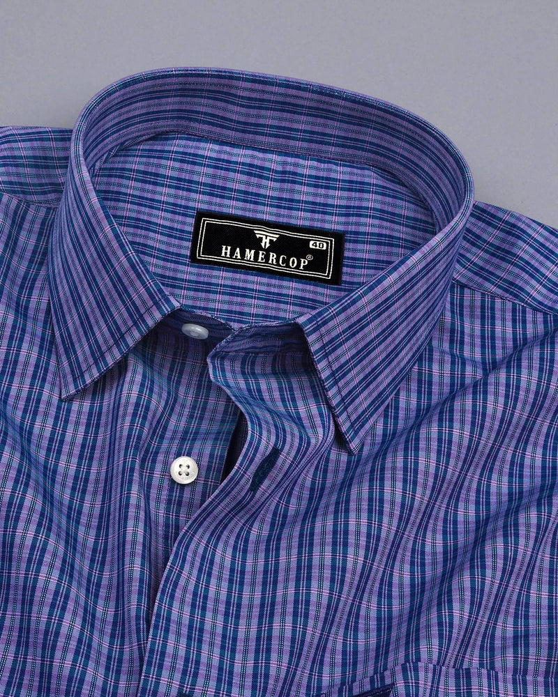 Ripon Blue Small Check Formal Cotton Shirt