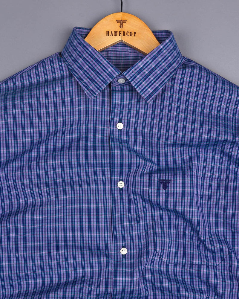 Ripon Blue Small Check Formal Cotton Shirt
