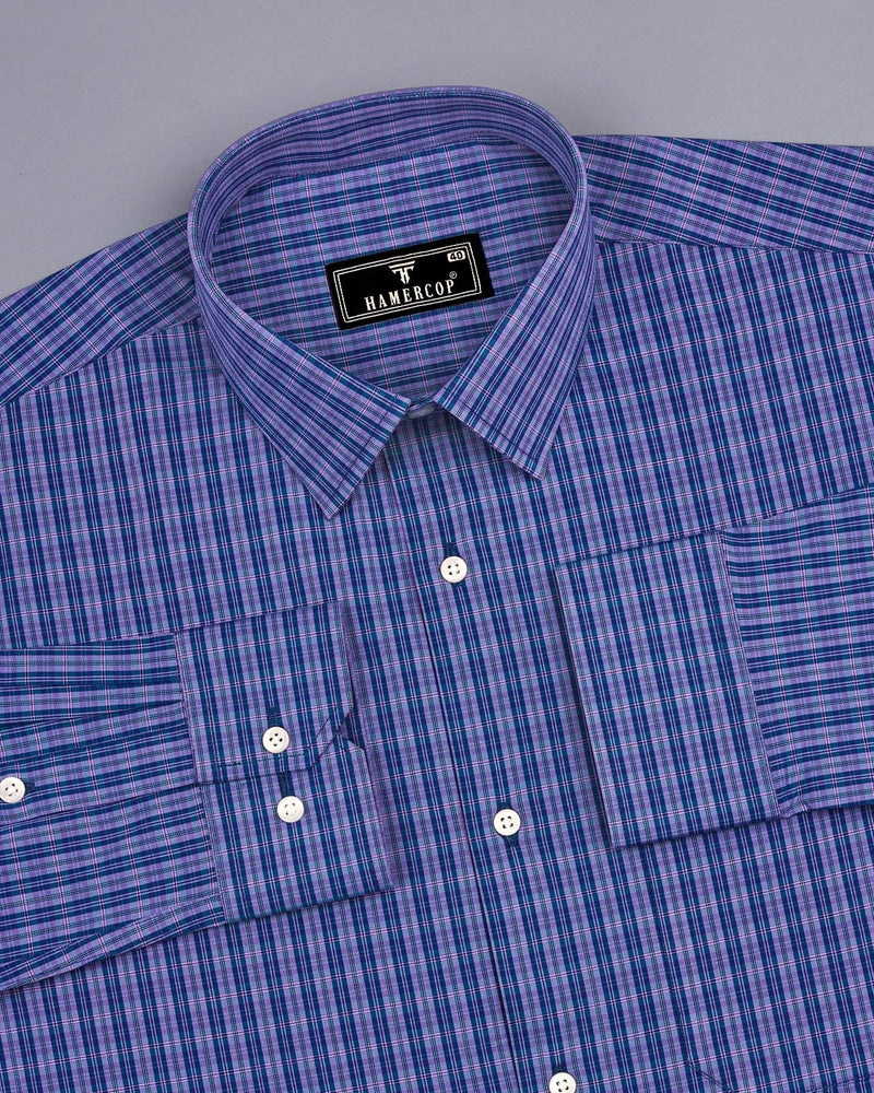 Ripon Blue Small Check Formal Cotton Shirt