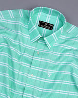 Light Teal Blue Twill Check Premium Cotton Shirt