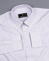 White With Brown Check Dobby Cotton Formal Shirt