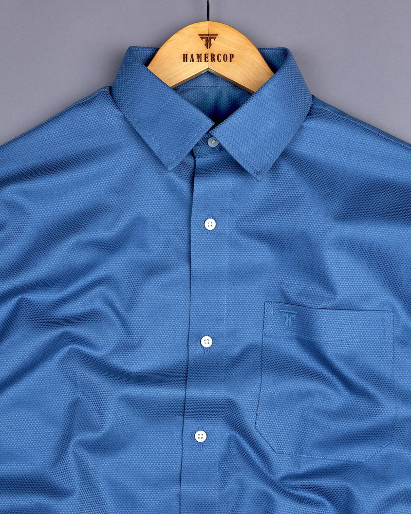 Steel Blue Jacquard Dobby Cotton Shirt