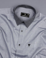 Pewter Gray With Black Dobby Stripe Designer Cotton Shirt