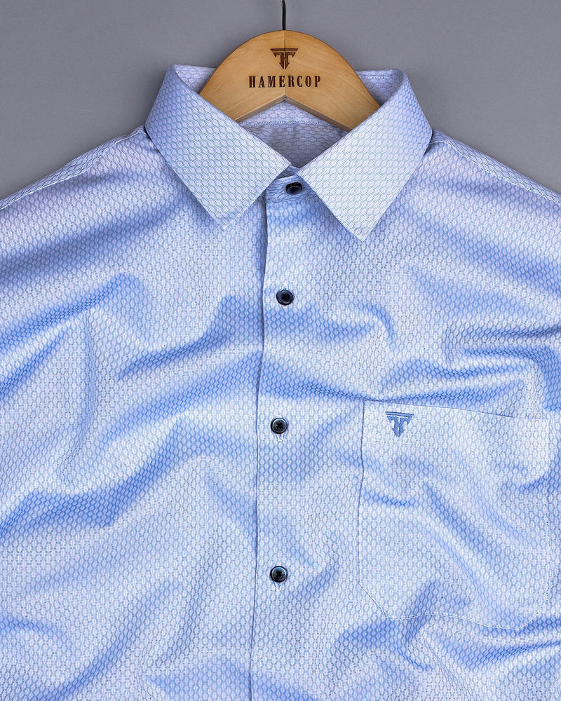 Opal SkyBlue With White Jacquard Texture Cotton Shirt