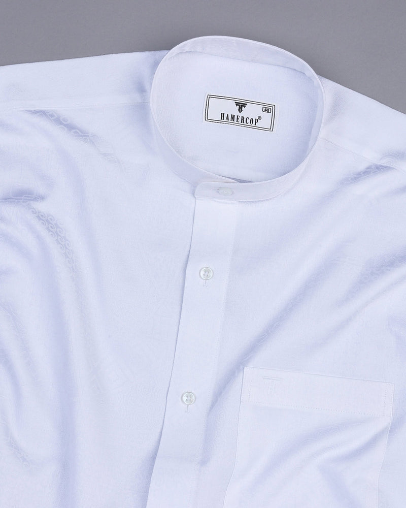 Milk White Jacquard Textured Premium Giza Shirt