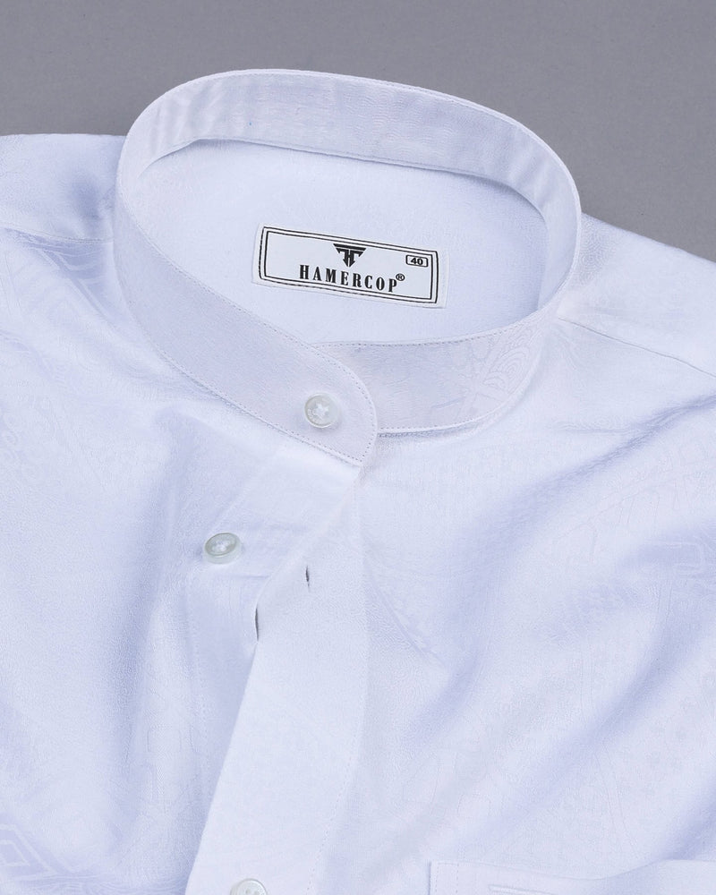 Milk White Jacquard Textured Premium Giza Shirt