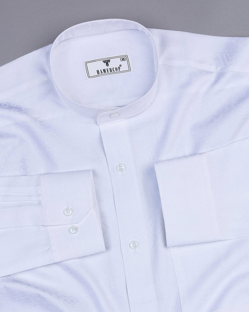 Milk White Jacquard Textured Premium Giza Shirt