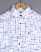 Crystal White With Gray Check Python Shaped Dobby Cotton Shirt