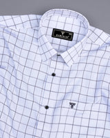 Crystal White With Gray Check Python Shaped Dobby Cotton Shirt