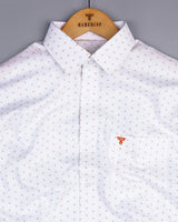 Cornel White With Orange Twill Printed Cotton Shirt