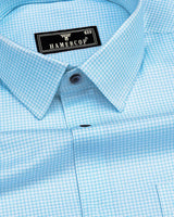 Spanish SkyBlue Twill Printed Premium Cotton Shirt