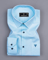 Spanish SkyBlue Twill Printed Premium Cotton Shirt