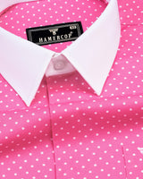 Visual Pink Polka Dot Printed Designer Cotton Shirt