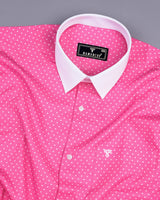 Visual Pink Polka Dot Printed Designer Cotton Shirt