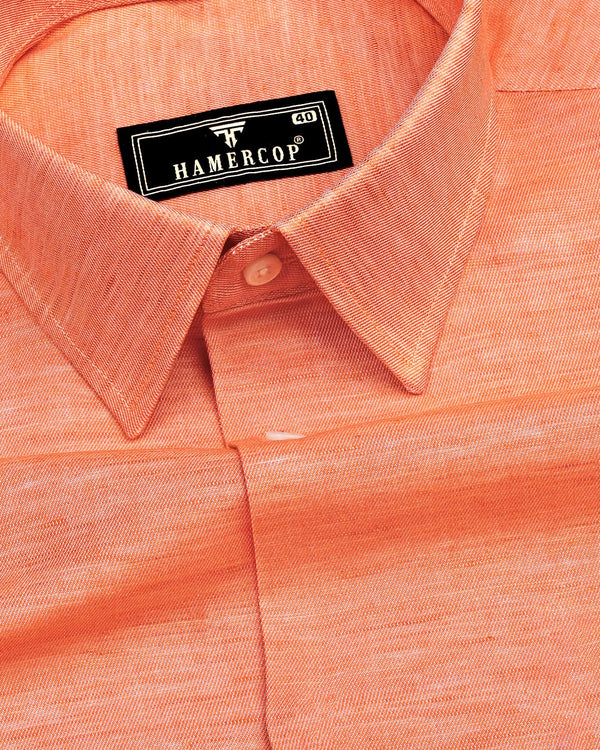 Desert Orange Linen Cotton Solid Shirt