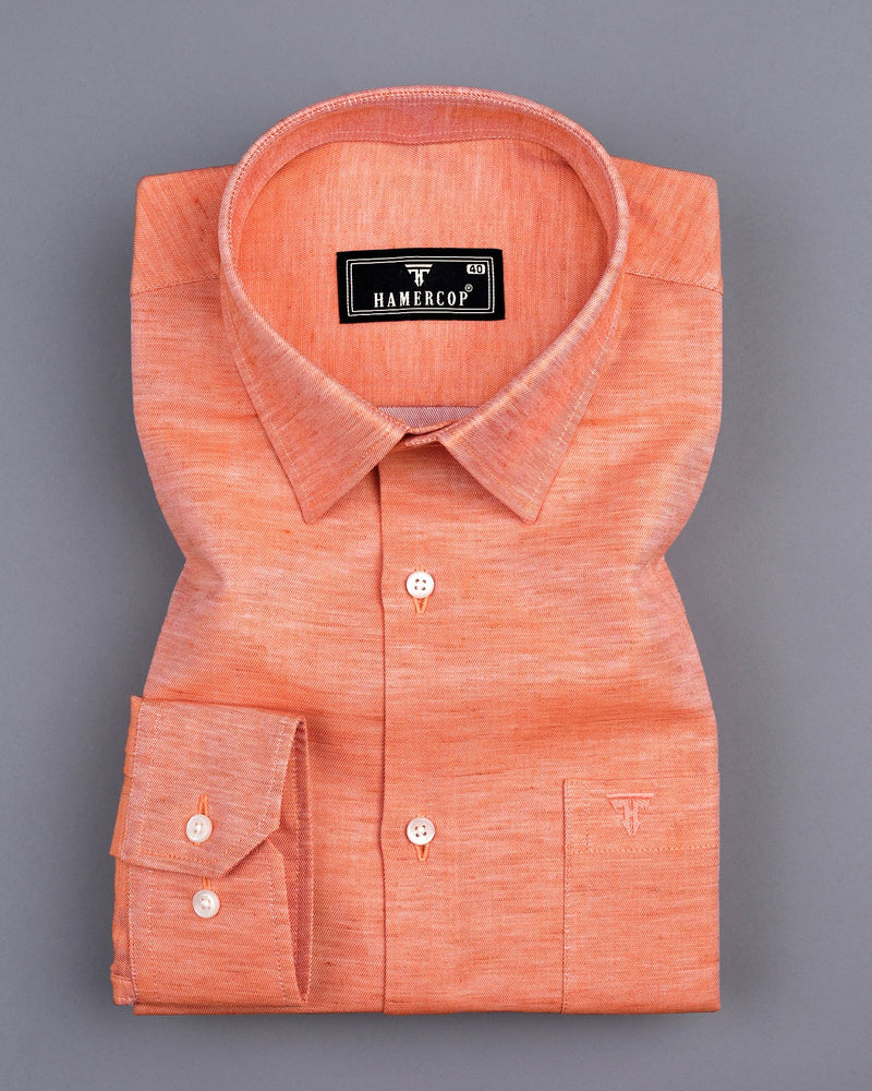 Desert Orange Linen Cotton Solid Shirt