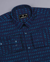 Berry Blue With SkyBlue Printed Cotton Shirt