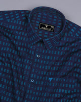 Berry Blue With SkyBlue Printed Cotton Shirt