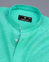 Turquoise Green Linen Cotton Solid Shirt