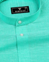 Turquoise Green Linen Cotton Solid Shirt