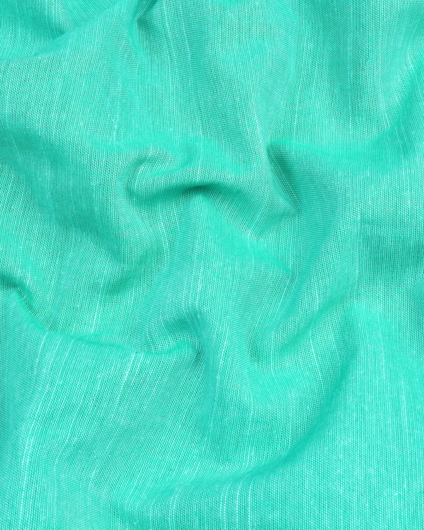 Turquoise Green Linen Cotton Solid Shirt