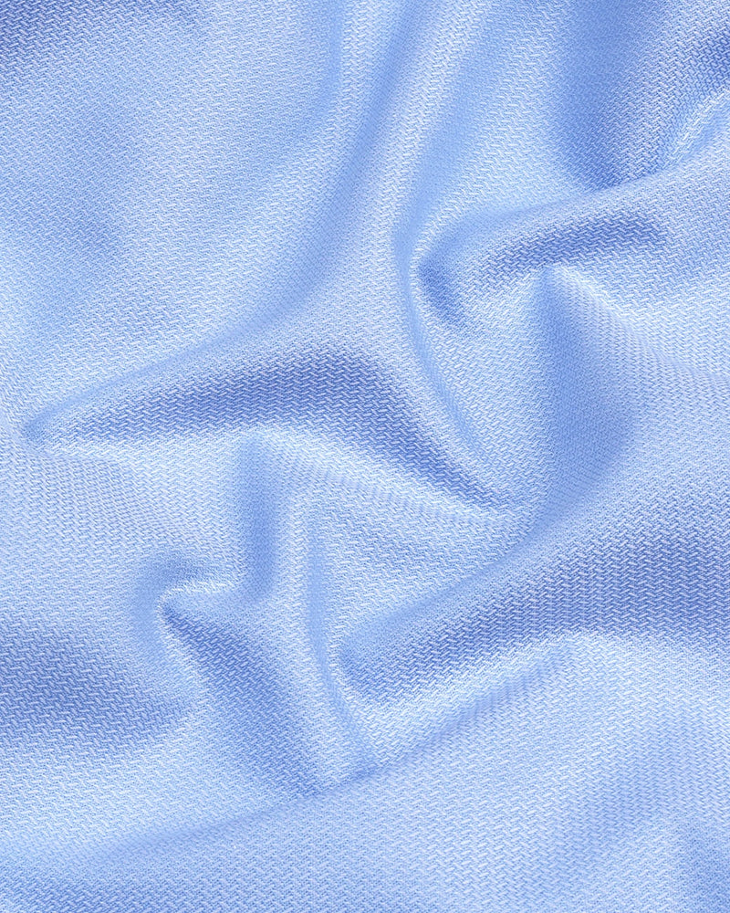 Carnation SkyBlue With White Textured Dobby Cotton Shirt