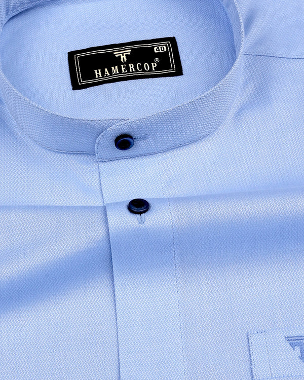 Carnation SkyBlue With White Textured Dobby Cotton Shirt