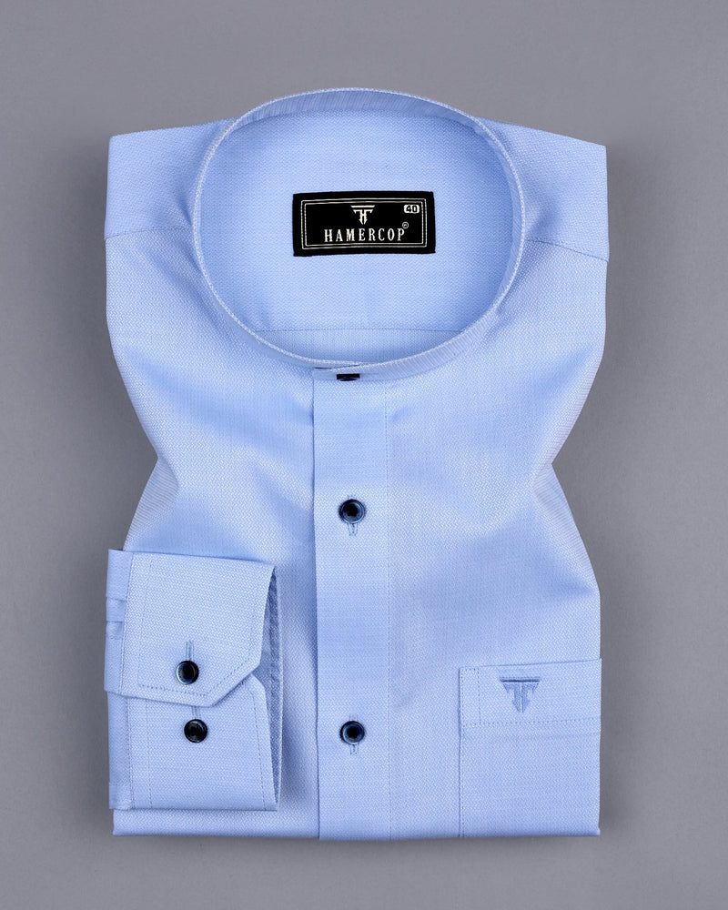 Carnation SkyBlue With White Textured Dobby Cotton Shirt