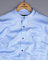 Carnation SkyBlue With White Textured Dobby Cotton Shirt