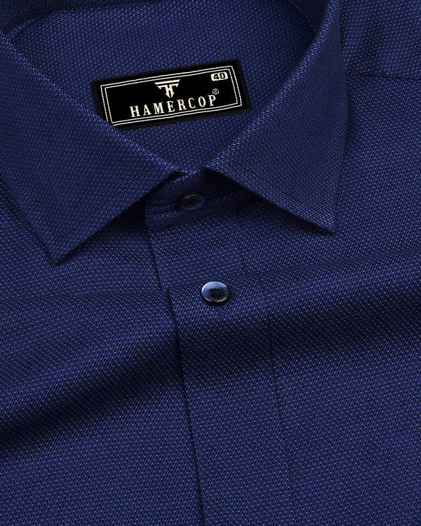 Vinayl Blue Jacquard Textured Dobby Cotton Shirt