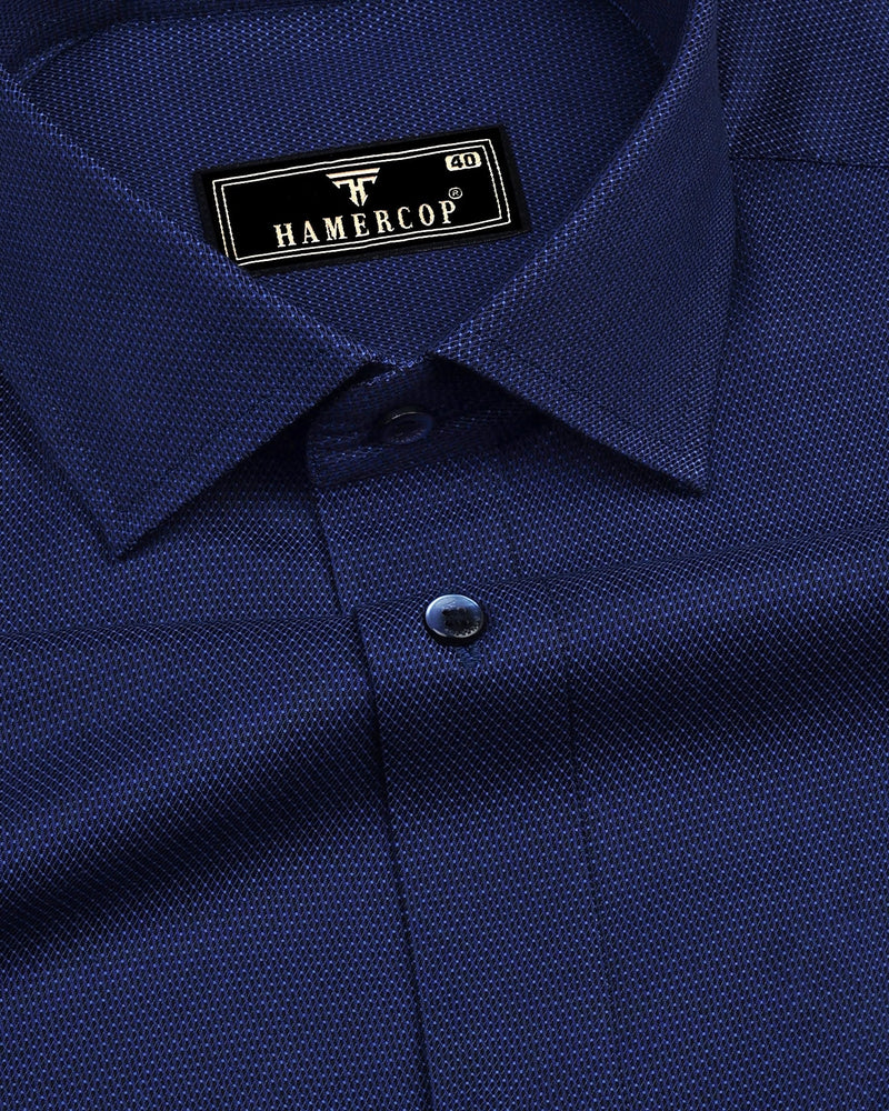 Vinayl Blue Jacquard Textured Dobby Cotton Shirt