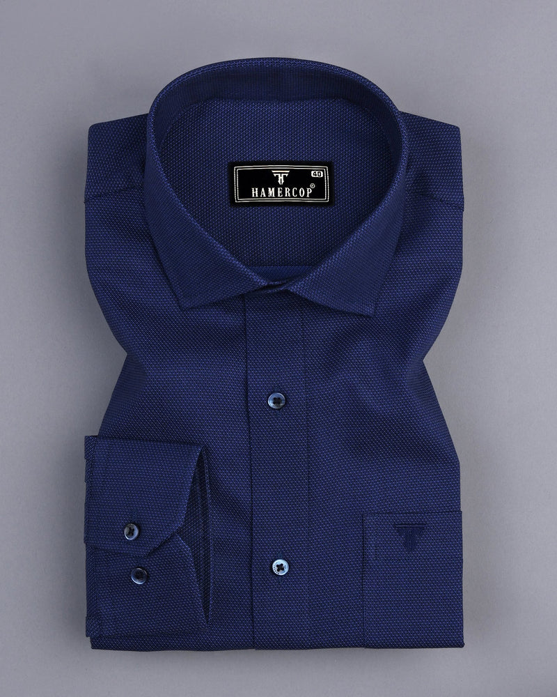 Vinayl Blue Jacquard Textured Dobby Cotton Shirt