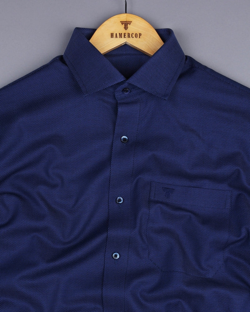 Vinayl Blue Jacquard Textured Dobby Cotton Shirt