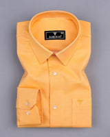 Mango Yellow Twill Soft Cotton Solid Shirt