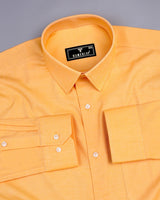 Mango Yellow Twill Soft Cotton Solid Shirt