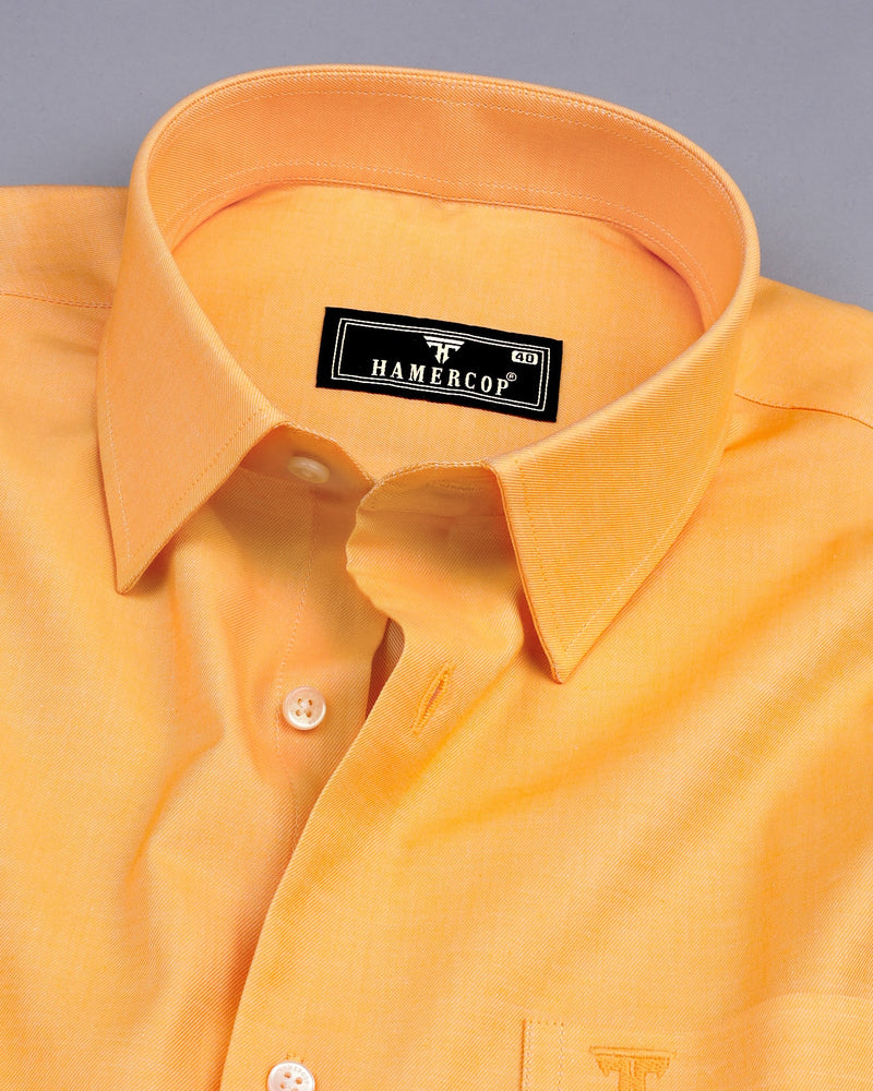 Mango Yellow Twill Soft Cotton Solid Shirt