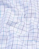 Medora SkyBlue Check White Linen Formal Cotton Shirt