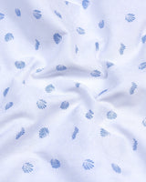 Pigeon Blue With White Printed Satin Cotton Shirt