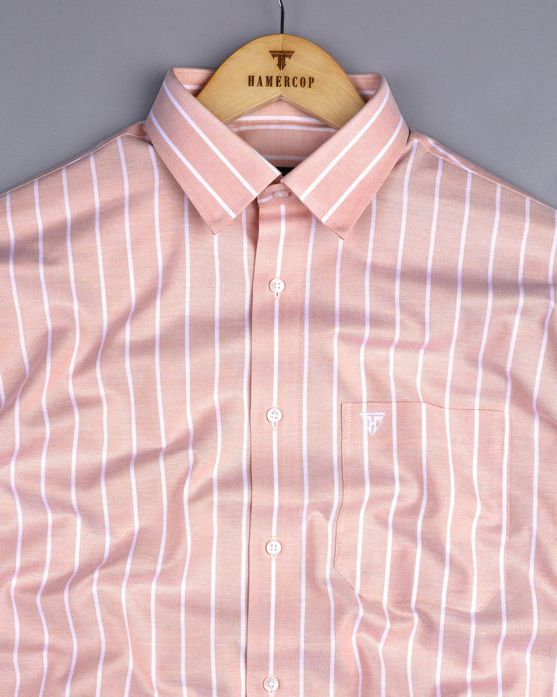 Opole Cream With White Stripe Oxford Cotton Formal Shirt