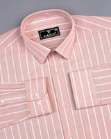 Opole Cream With White Stripe Oxford Cotton Formal Shirt