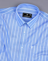 Opole Blue With White Stripe Oxford Cotton Formal Shirt