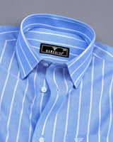 Opole Blue With White Stripe Oxford Cotton Formal Shirt