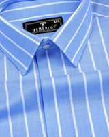 Opole Blue With White Stripe Oxford Cotton Formal Shirt