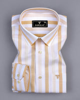 Union Cream With White Stripe Oxford Cotton Shirt