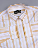 Union Cream With White Stripe Oxford Cotton Shirt