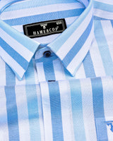 Union Blue With White Stripe Oxford Cotton Shirt