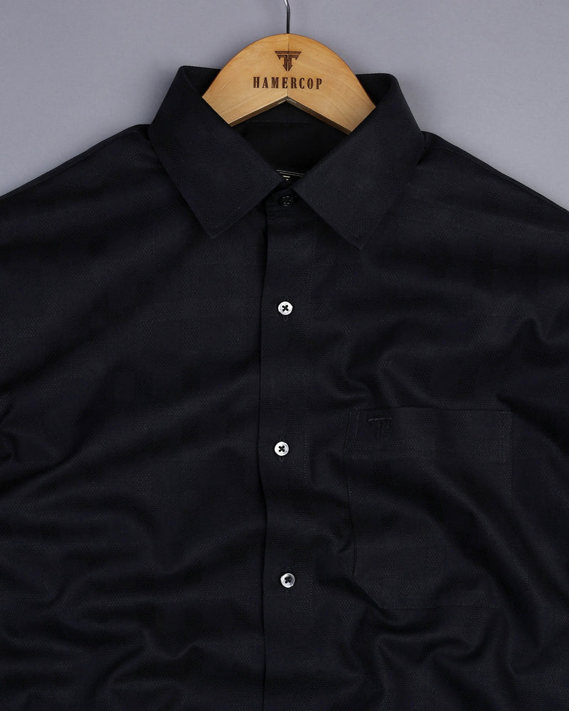 Jordan Black Self Check Dobby Cotton Solid Shirt