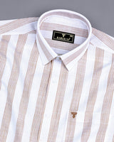 Castor Cream With White Stripe Amsler Linen Formal Shirt